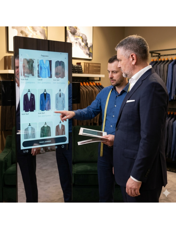 Умное зеркало для гардеробной, для примерочной (Smart Dressing Mirror) Смарт 001 в интернет-магазине зеркальной мастерской ЗЕРКАЛА-М фото