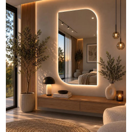 Настенное большое зеркало в полный рост неправильной формы с задней подсветкой F200 